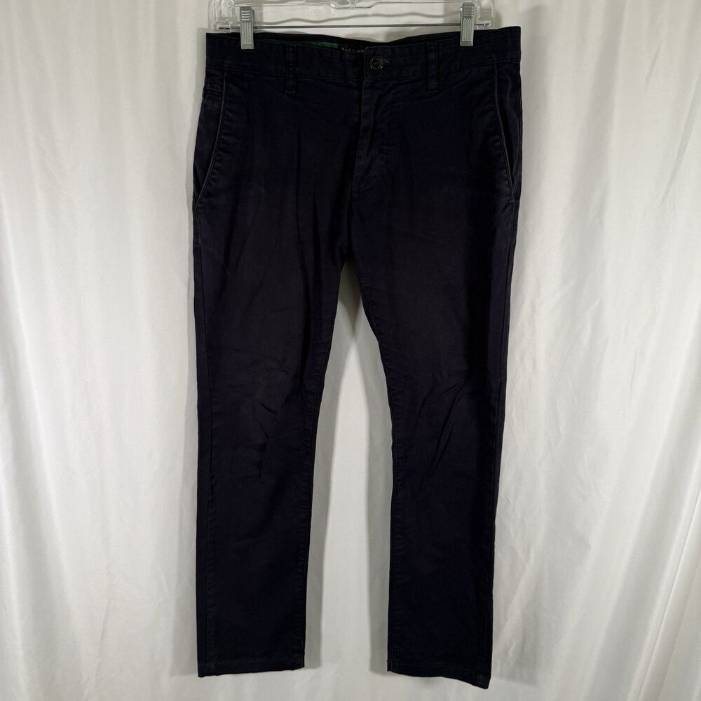 Zara Man Pants Men's 30 Blue Chino Cotton Elastane Slim Leg Button Zip Pockets